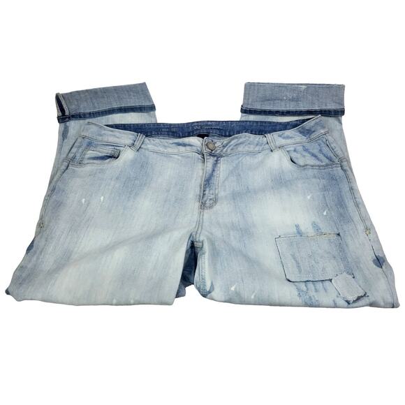 Lane Bryant Cropped Genius Fit Distressed Cuffed Jeans Size 22 - Picture 1 of 6
